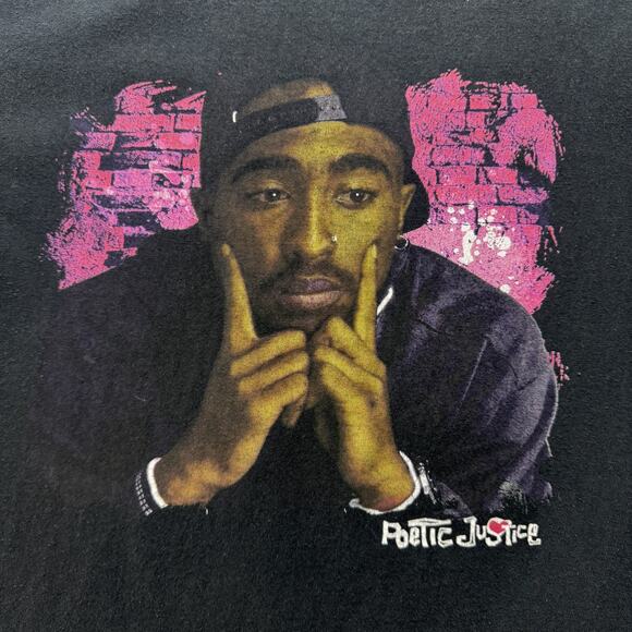Vintage Poetic Justice Shirt Womens Medium Black Tupac Movie Rap Tee Hip Hop 90s - Picture 2 of 7